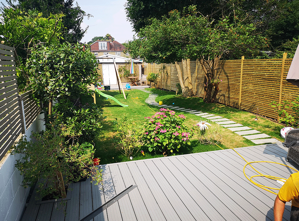 Bespoke Garden Design with path lawn and decking